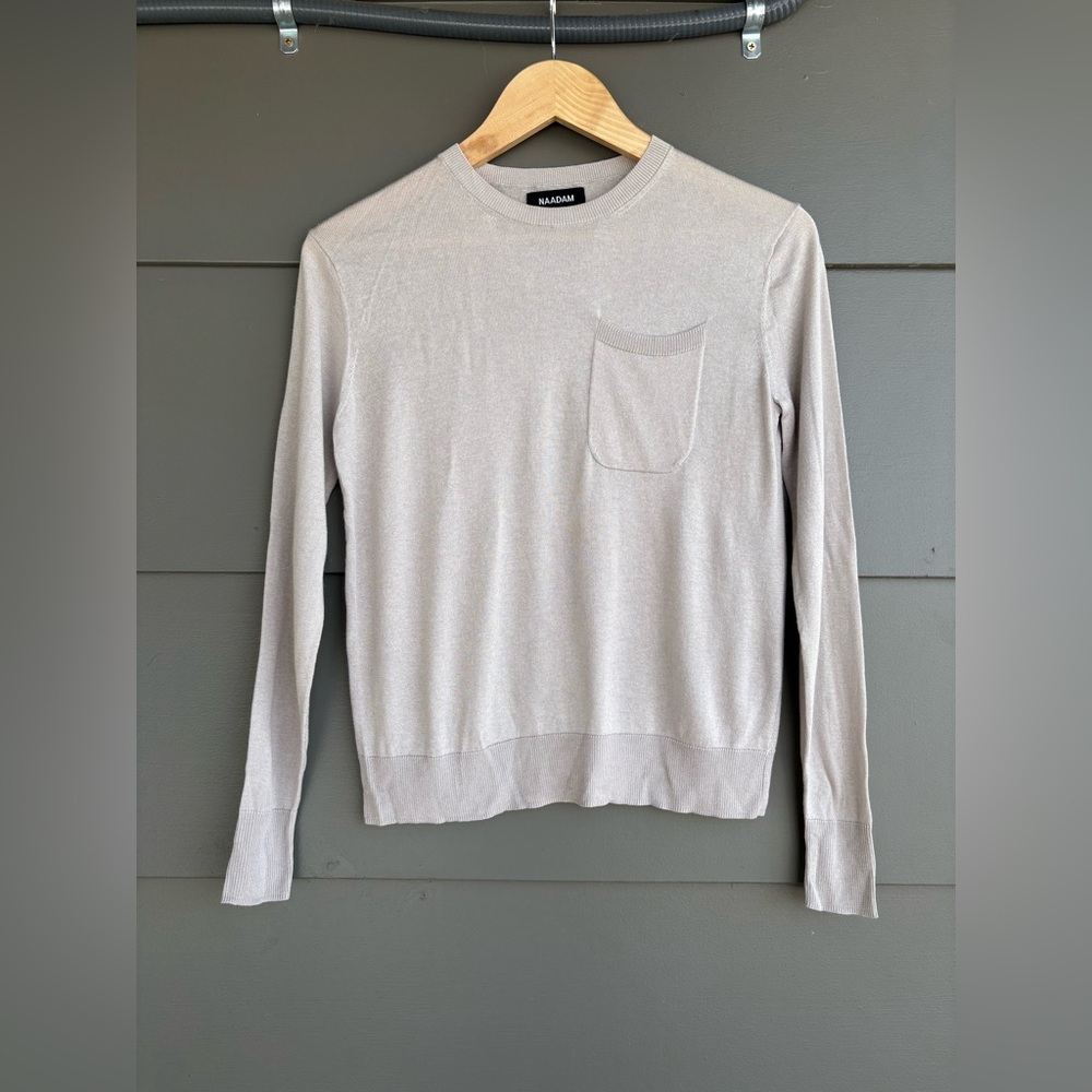 Naadam Silk Cashmere Gray Crew Neck Sweater